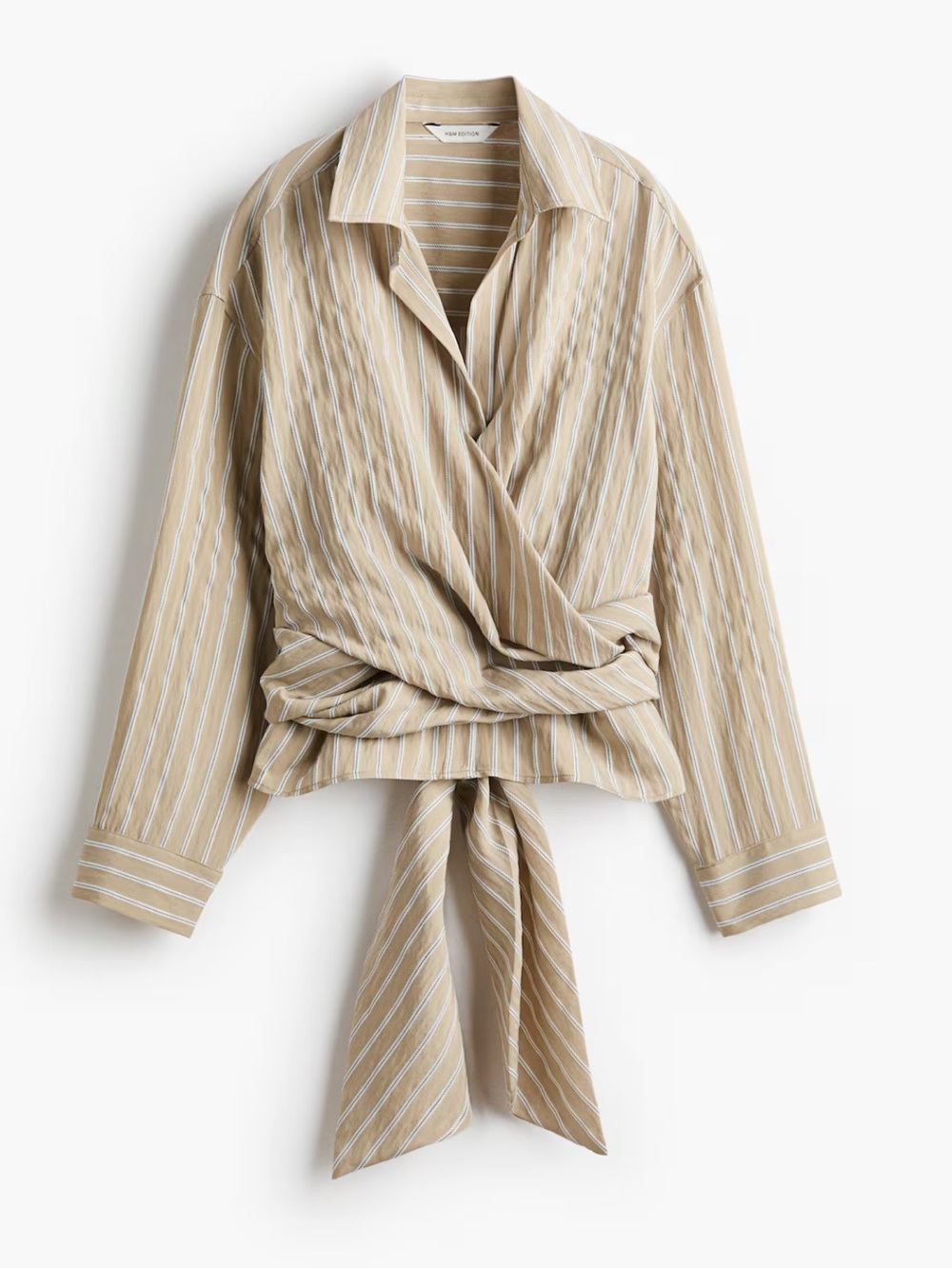 H&M EDITION WRAPOVER WOVEN FABRIC BLOUSE NWT SZ SMALL